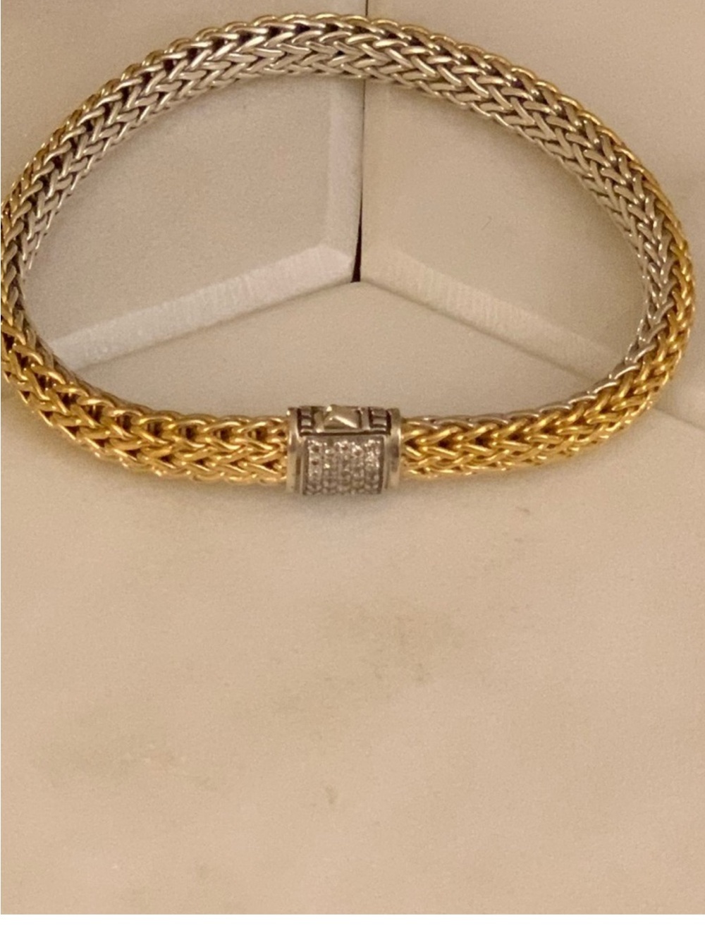 John Hardy 18k Gold and silver reversible Diamond Pave Bracelet